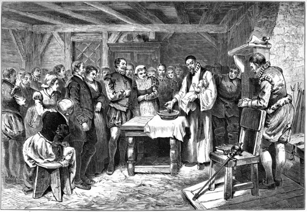 Baptism of Virginia Dare, lithograph by William A Crafts, 1876