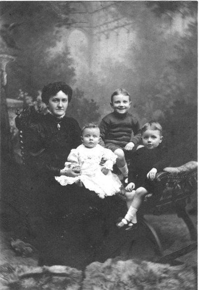 The Three Sons of Annie Sole - Stan age 5, Frank age 3 and baby Douglas, pictured in 1910 with their paternal Aunt Maud