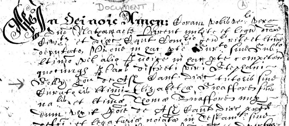 an extract from document 1 with the names Stephen Solley, Elizabeth Swafford & Thomas Swafford