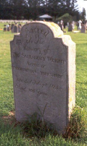 The gravestone of Thomas Saulsbury Wright