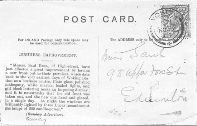 Reverse of the postcard