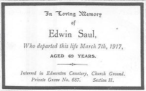 Edwin Saul Memorial Card