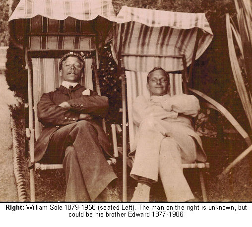 William Sole 1879-1956 (seated Left). The man on the right is unknown, but could be his brother Edward 1877-1906