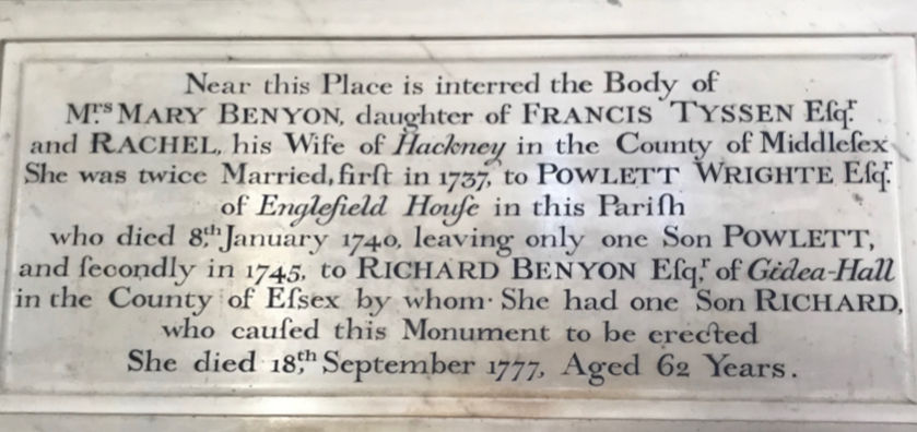 Benyon Memorial in Englefield Church