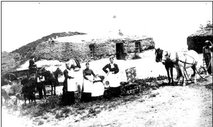 The family in Nebraska shortly after the brothers arrived in the early 1880s. The brothers are on the left side of the photograph on in and next to the wagon - note the vest and white shirt on one and the jacket on the other.