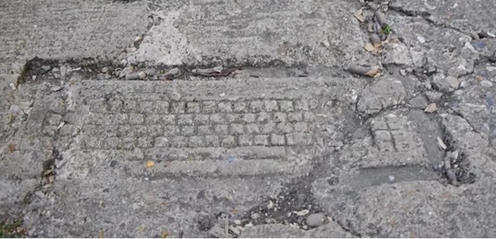 The keyboard imprint on Elm Hill, Norwich which caused such confusion in people who saw it.