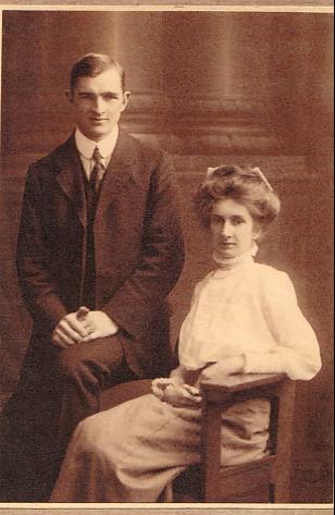 Thomas Edward Saul, 1890-1957 and Hilda Gertrude Saul, 1883-1944 at their wedding In Norwich, February 1913