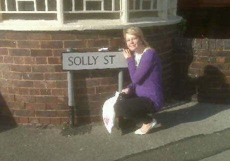 George Solly  also sent us this photo of his daughter in Solly Street, Sheffield where she is studying