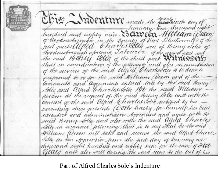 Part of Alfred Charles Sole's Indenture